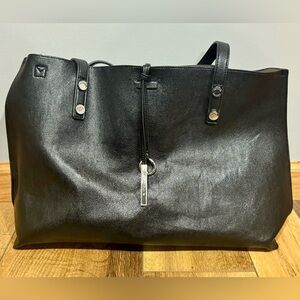 Calvin Klein Black Faux Leather Tote Bag